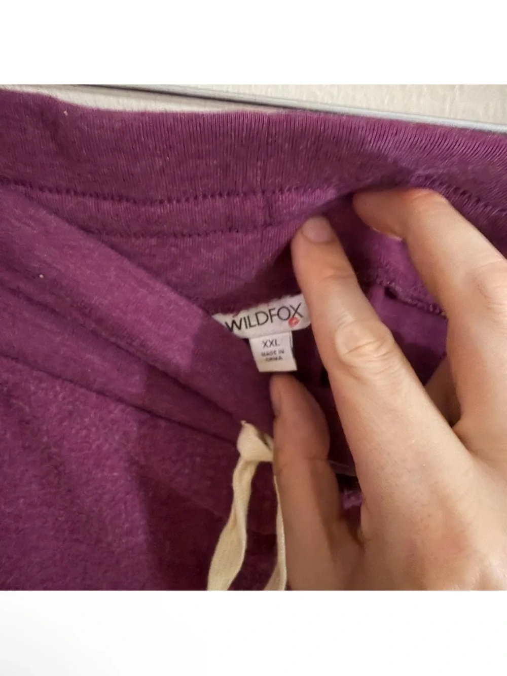 Wildfox Size XXL Joggers - Plum with Cream Drawstring